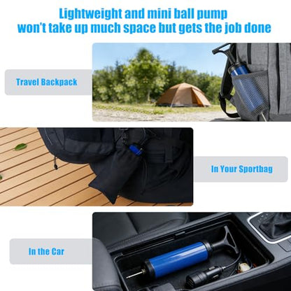 Luwint Ball Pump Manual Portable - Hand Blower Air Pumper for Soccer Basketball Volleyball Balloon, Sport Balls Inflator Pumping with 2 Needles 2 Nozzle 1 Extension Hose