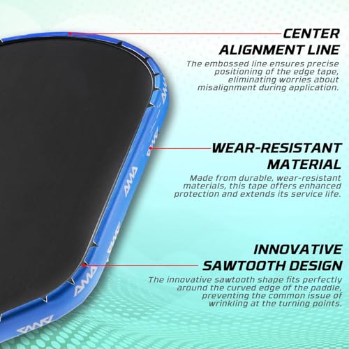 AMA SPORT Pickleball Paddle Edge Guard Tape 3 Pack Edge Protection Tapes 20mm, 23mm, 26mm Width Paddle Edge Cover Perfectly Fits Curved Edge Without Wrinkling - color: AMA Blue, size: 20mm Width