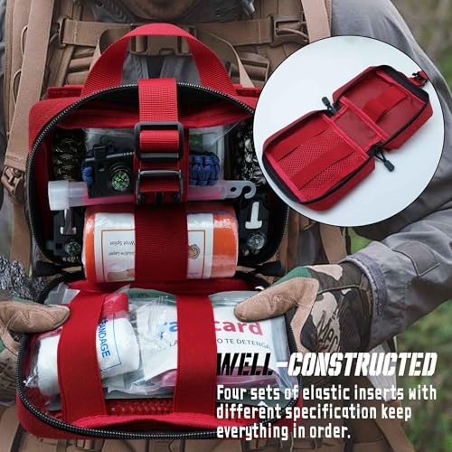 Upgrade Molle Rip Away Ifak Pouch, Tactical Small Belt First Aid Pouch Medical Utility EMT Pouch Only - color: Red