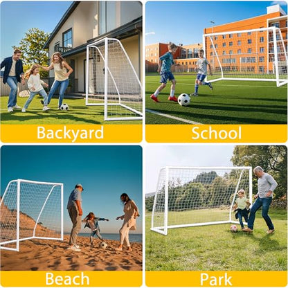 ZENY Portable Soccer Goal for Backyard,12x6 / 10x6.5 / 8x5 / 6x4 ft Kids Adults Soccer Net and Frame for Home Backyard Practice Training Goals, Soccer Training Equipment - style: 10 x 6.5 FT