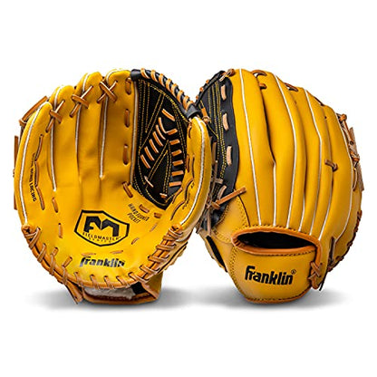 Franklin Sports Field Master Baseball + Softball Glove - Field Master Adult + Youth Baseball + Softball Mitt - Men's + Women's Gloves - Right Hand Throw - color: Tan, style: 13" - Basket "V" Web