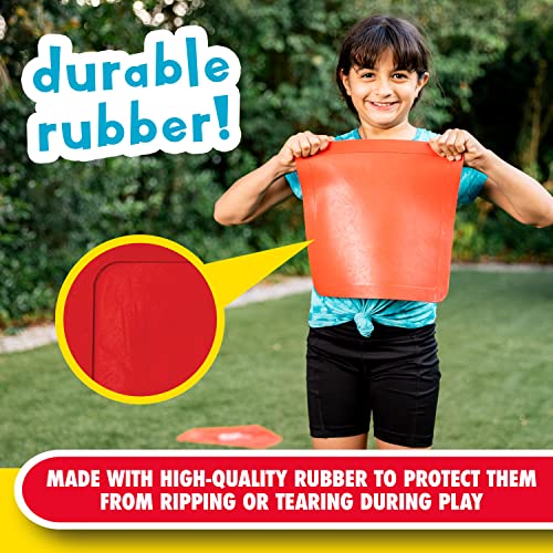 Franklin Sports Field Day Baseball Base Set - Throw Down Rubber Bases for Baseball + Softball with Home Plate - Portable Backyard Baseball, Softball, Kickball Bases - Easy Set Up Rubber Base Set Red
