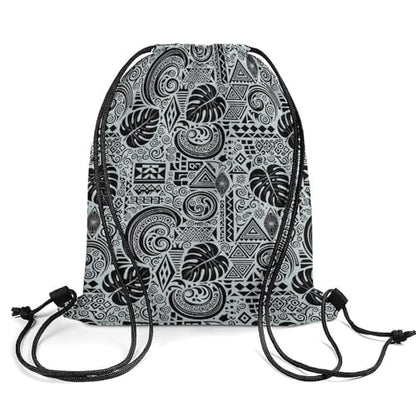Swimming Drawstring Sack Waterproof Gym Backpack for Beach Sports Yoga Gear, Lightweight Unisex, Polynesian Tattoo Tapa Designs In Blue Bags - color: Picture (631)
