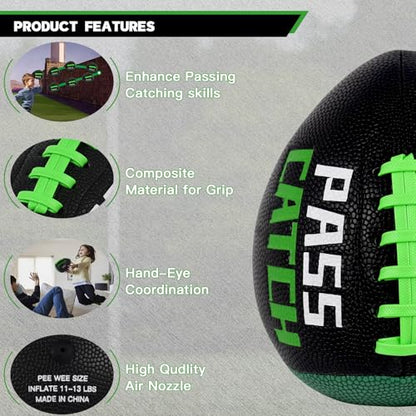 PassCatch Pee Wee Size Training Football, Fatherless Bounce Back Football Training Equipment Composite Leather Improving Enhance Solo Passing Catching Skills Official Size(Ages3-9,Deflated)