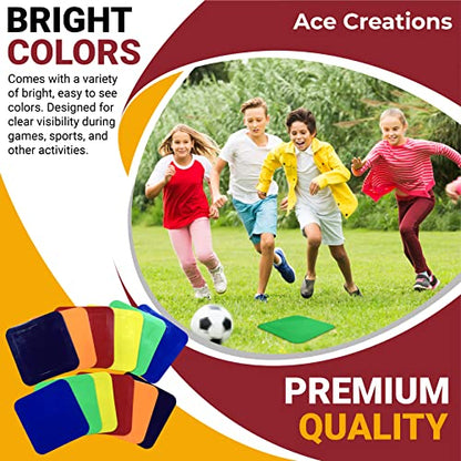 9 Inch Square Poly Vinyl Spot Markers – Training Drills with School Gyms, Sports Teams, Track and Field, Basketball, Football, Soccer, Baseball, Preschool, Kindergarten – Set of 12