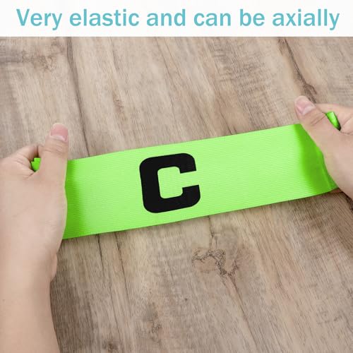 7x33 cm/2.75x13 Inch Captain Armbands, 3 PCS Green Soccer Captain Armband Adjustable Leader Armbands Team Sport Armband Football Basketball Player Band for Adult Youth Soccer Volleyball Team
