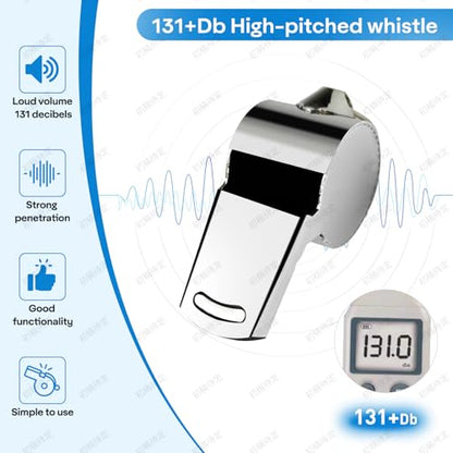 Plume'CHJ Whistle, Stainless Steel Super Loud Sports Whistle with Lanyard, Perfect for Referees, Coaches, Polices, Outdoor Sports, Emergency