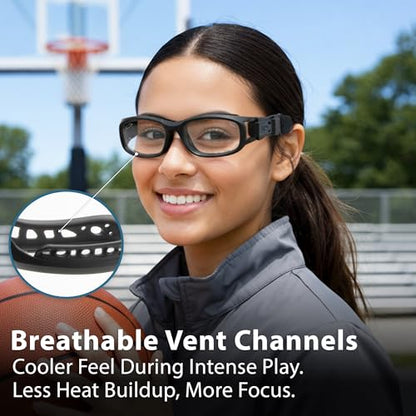 BLUE CUT Youth/Teen Sports Goggles for Basketball Soccer & Pickleball-Protective Eyewear for Boys&Girls - color: Black