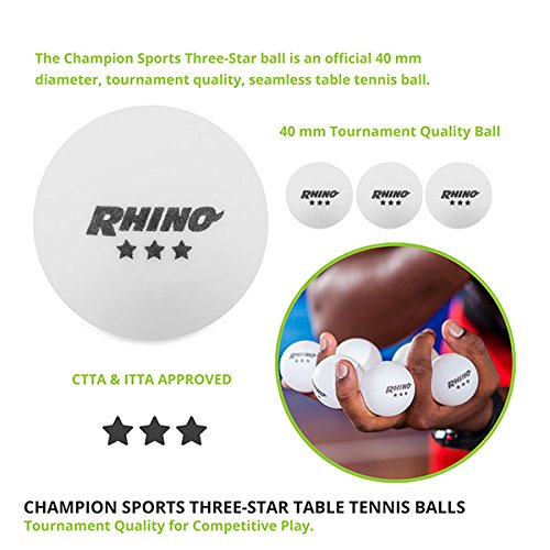 Champion Sports 3 Star Table Tennis Ball Pack – Tournament Size, 40mm Seamless, CTTA & ITTA Approved - style: Box of 38 (White)