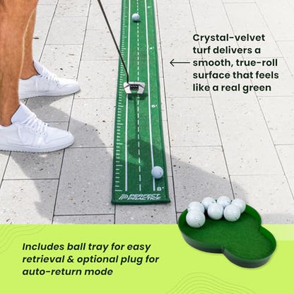 Perfect Practice Putting Mat – Indoor Putting Green for Home & Office – Golf Training Aid for Putting Practice – Premium Golf Putting Mat with Realistic Turf – Golf Gifts for Men - style: Portable (8’)