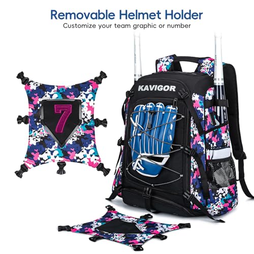 KAVIGOR Baseball Bag for Youth and Adult, Softball Backpack 50L Large Capacity, Equipment Backpack with Laptop Compartment and Charge Port