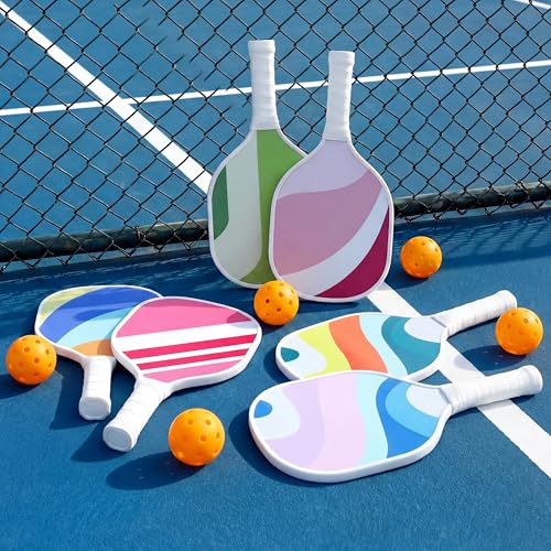 12Pcs Wood Paddleball Racket PE Equipment for Elementary School Paddle Ball Racket with Non-Slip Grip Physical Education Class Equipment 6 Styles for Men Women Youth