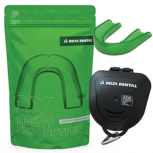Delta Dental Athletic Sports Mouth Guard - ADA Accepted - 2X The Impact Absorption - Works with Braces 1 Pack No Strap (Youth, Green No Strap) - color: Green, size: Youth