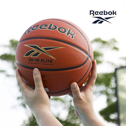 Reebok Elite Basketball, Official Size, Composite Leather, Anti-Slip Grip, Consistent Shape Retention, Includes Pump & Needle, VR-4K Series - color: Brown