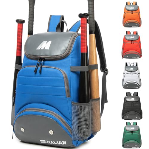 Baseball Bag - Lightweight Softball & T-Ball Backpack with Shoe Compartment for Equipment & Gear - color: BLUE