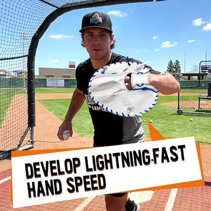 1 PC Baseball and Softball Training Glove,Flat Infield Training Glove for Right-Hand Throw,Baseball&Softball Fielding Gear PVC Infield Flat Mitt for Men&Women Catching Balls Fielding Drills&Practice - color: White/Blue