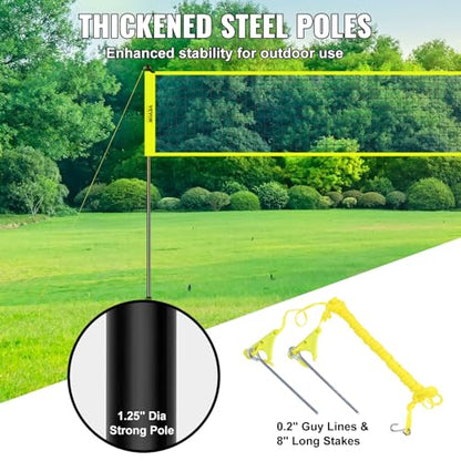 VEVOR Portable Volleyball Net Set, Adjustable Height Steel Poles with PVC Volleyball Pump, Carrying Bag for Beach Backyard