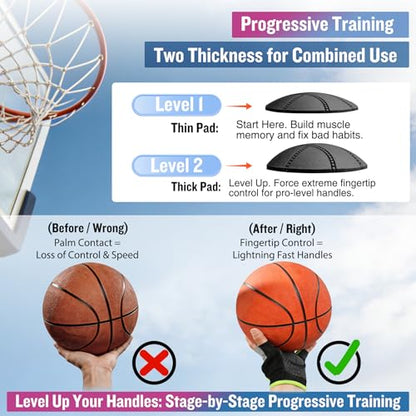 Upgraded Basketball Dribble Trainer Gloves for Kids Youth Adults, Dual-Thickness Pads to Maximize Training Efficiency, Dribbling Basketball Trainer Hand Grip Control Gifts - size: Kids&Youth
