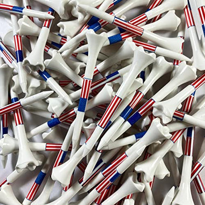 Pride Golf Tee Performance Plastic Golf Tees - Stars and Stripes - 100 Count, 3-1/4 Inch - Improve Distance and Accuracy - color: USA Flag