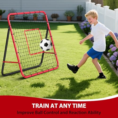 GAOMON Soccer Rebounder Net 3.2x3.2, Angle Adjustable Soccer Training Nets for Control and Passing Practice, Weather Resistant Soccers Gifts, for Backyard Field Practice Training
