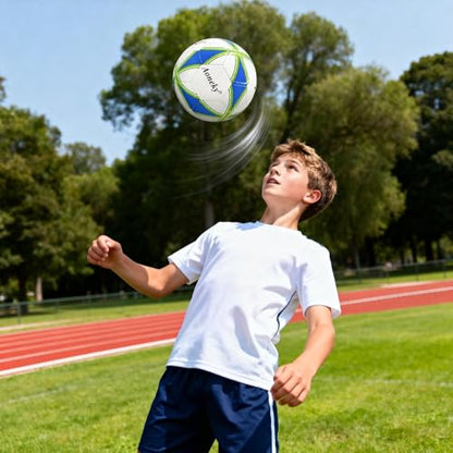 Aoneky Soccer Ball with Pump - color: 1 Pack with 1 Pump - White/Blue/Green, size: 3