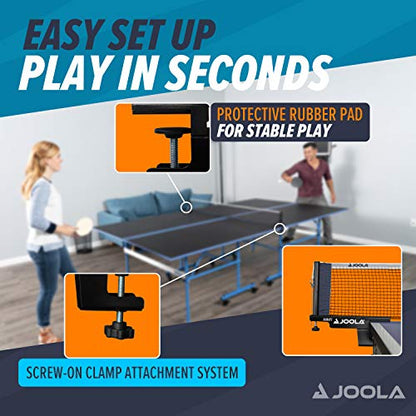 JOOLA Premium Avanti Table Tennis Net and Post Set - Portable and Easy Setup Ping Pong Screw On Clamp Net - color: ‎White/Black, size: Regulation