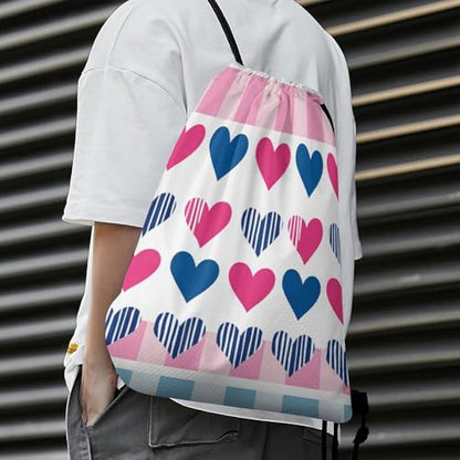 Beam Bag Large Capacity Drawstring Backpack for Volleyball Baseball Sports Workout Gear Travel Men Women, Transgender Pride Hearts Lgbt Flag Bags - color: Picture (758)