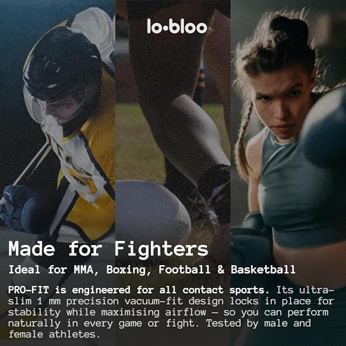 lobloo® PRO-FIT Sports Mouthguard – Ultra Slim 1mm | Dentist-Level Protection | Precision Vacuum-Fit | Oxygen Performance | MMA, Boxing, Football, Basketball. (Large +14yrs, Black)