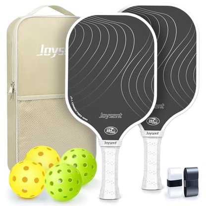 Pickleball Paddles Set, USAPA Approved Carbon Fiber Pickleball Set of 2 with Beginner Pickleball Rackets, Indoor Outdoor Pickle Balls for Adults Men Women, JT-1 - color: White