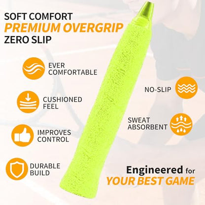 2 Pcs Tennis Racket Grip Tape, Towel Tennis Overgrip Tape, Anti-Slip Absorbent Grip, Racket Overgrip Tape,9 Colors - color: Fluorescent Yellow