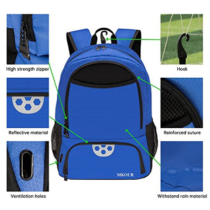 Mkour Soccer Backpack for Football Basketball Volleyball, with Ball Compartment and Holder