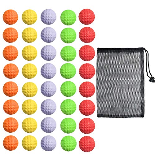 40 Pack Foam Golf Practice Balls - Realistic Feel and Limited Flight Training Balls for Indoor or Outdoor - color: 5 Color, 8 Pack of Each Color