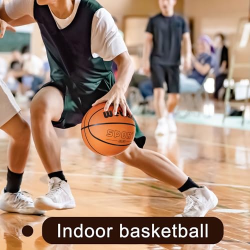 Wettarn Rubber Training Basketball with Pump Street Ball Made for Teens Adults Indoor and Outdoor Game Gym Training Competition Basketball Games - size: Size 7