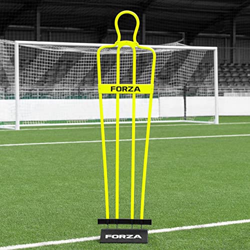 FORZA 6ft Airflow Soccer Mannequin | Wind-Resistant Free Kick Training Dummy for Coaching Drills & Shooting Practice | Shatterproof PVC with Ground Spikes & Optional Base - Pack of 1 or 3 - color: Yellow, size: Pack of 1, style: With Bases