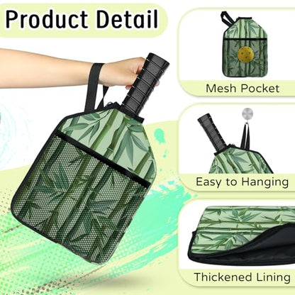 Pickleball Paddle Cover with Pockets and Handle Strap, Racket Sleeve and Ball Holder Organizer, 1 Pcs - color: gray