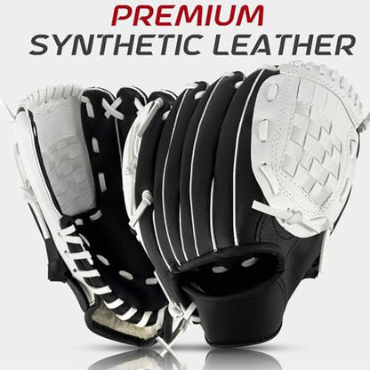 Baseball Glove + Ball Sets, Softball Glove, Baseball Mitt, 10.5''-12.5'' for Youth/Adult Training and Beginner Play, Synthetic Leather Softball Mitt