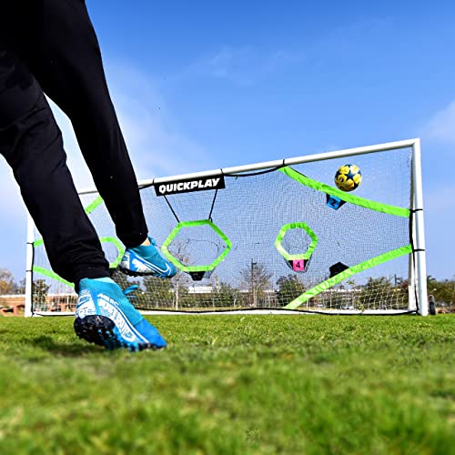 QuickPlay Target Net - Soccer Goal Target Nets with 7 Pockets for Shooting Accuracy - Fits Rigid Goals in Multiple Sizes - Soccer Trainer for Backyard, Training Equipment | Soccer Frame Not Included - style: Target Net PRO 24x8'