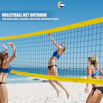 Portable Volleyball Set for Backyard Outdoor - Professional Volleyball Net with Poles, Includes Volleyball, Hammer, Boundary Lines & Carry Bag for Easy Setup