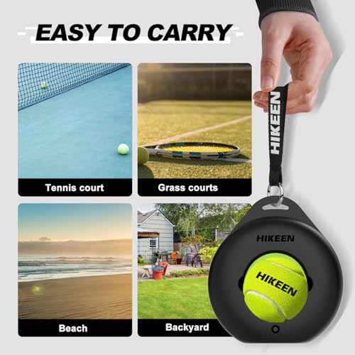 Hikeen Premium Tennis Trainer Rebound with Metal Base,Portable Solo Tennis Trainer Set with 3 Highly Elastic String Balls,Tennis Practice Equipment for Adult Kids an Beginners