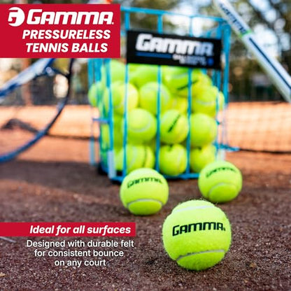 Gamma Sports Pressureless Tennis Balls Box - Ideal for Practice, Teaching, and Training with High-Visbility Felt - Indoor and Outdoor Court Play - Box of 75