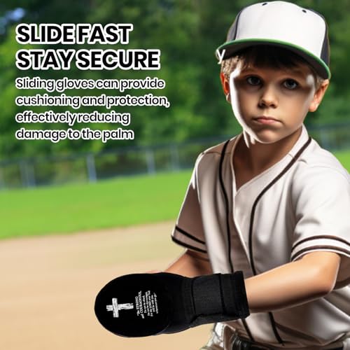Christian Baseball Sliding Mitt Youth with Cross | Youth Sliding Mitt Baseball Glove for Religious Athletes | Ambidextrous Protection for Left/Right Hands |