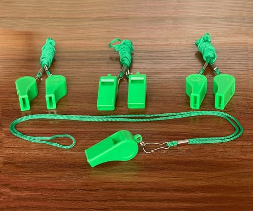 20 Pcs Plastic Loud Whistles with Lanyard for Referee Coaches Basketball Football Sports Training Game Event Lifeguard Survival Emergency Fun School Kids Tool Set Suppliers - color: Green