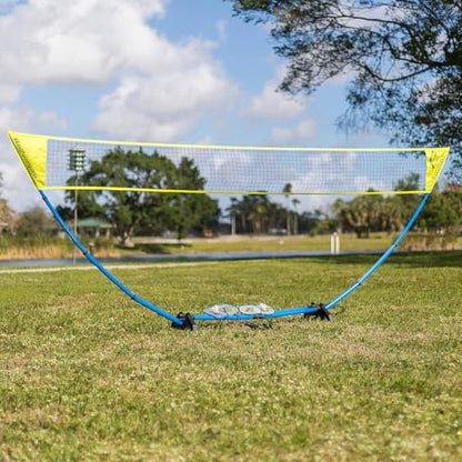 EastPoint Easy Setup Badminton Set - 15 ft Net, 4 Rackets, 2 Shuttlecocks - Quick Setup Net for Backyard Games - Steel Shaft Badminton Rackets for Family Games - Durable Shuttlecocks for Outdoors