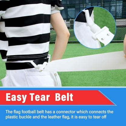 Junkin 6/8/10 Players Flag Football Sets Adjustable Football Belts and Flags for Youths Teens Kids Adults Players Sports Team - color: White