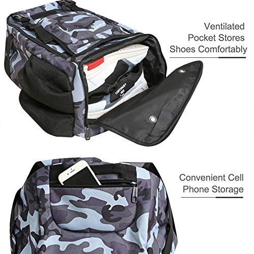 ZOEA Baseball Bat Bag Backpack, T-Ball & Softball Equipment & Gear for Youth and Adults, Large Capacity Holds 4 Bats, Helmet, Gloves, Cleats,Shoes Compartment & Helmet Holder