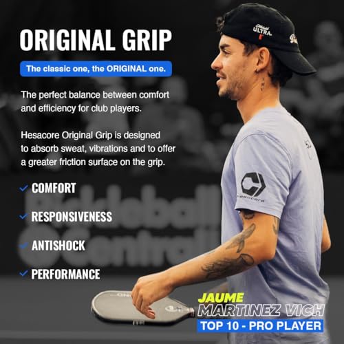 Hesacore Pickleball Paddle Grip - 5.25in - Regular Feel - Supports Tennis Elbow, Enhances Grip Strength, Reduces Vibration with Finger Support and Anti-Sweat Design - size: Small