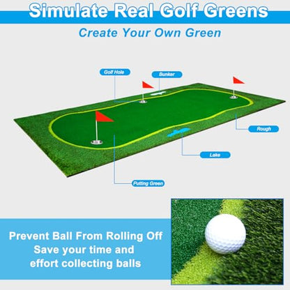 Golf Putting Green, Large Professional Golf Training Mat, Realistic Artificial Grass Turf,Golf Turf Mat with 3 Flags, Golf Game Kids, Putting Practice Green Mat for Indoor Outdoor - size: 3.3X10ft
