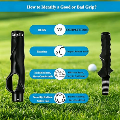 Golf Grip Trainer - Portable Swing Training Aid for Correct Hand Positioning & Muscle Memory - Non-Slip ABS & TPR Tool Fits Most Golf Clubs - Perfect Golf Gift for Men, Women & Beginners