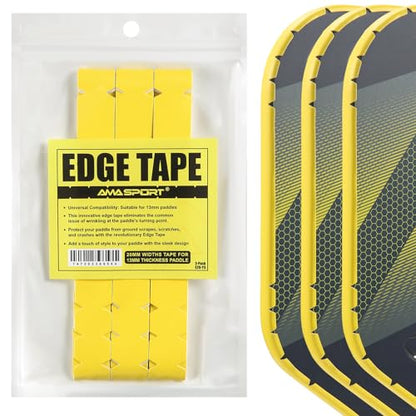 PICKLETECH Pickleball Paddle Protection Tape - Paddle Head Edge Guard - Racket Edge Protection Tape -Fit Perfectly Curved Edge -No Wrinkling - color: Yellow, size: Width 20mm