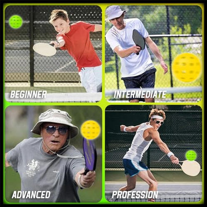 Outdoor Pickleball Balls - 40 Holes With Mesh Bag & 2 Ball Retrievers, USAPA High Bounce & Durable for All Style Paddle & Court - color: Yellow